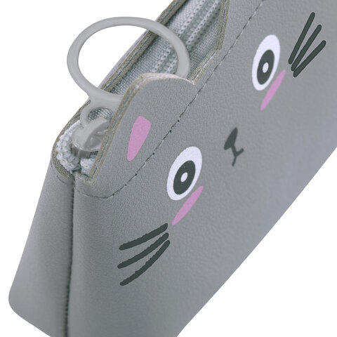 Пенал ЮНЛАНДИЯ ЮНИОР, 1 отделение, искусственная кожа, "Gray kitty", 20х9х7 см, 273819 - фото 4