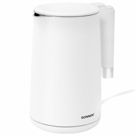 Чайник электрический с двойными стенками SONNEN KT-8719W, 1,5 л, 2200 Вт, белый, 454691 - фото 2