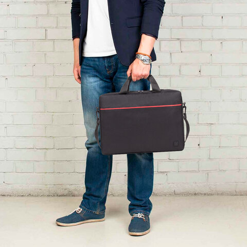 Сумка портфель BRAUBERG PRACTICAL с отделением для ноутбука 15,6", "Red line", черная, 29х40х7 см, 270829 - фото 11