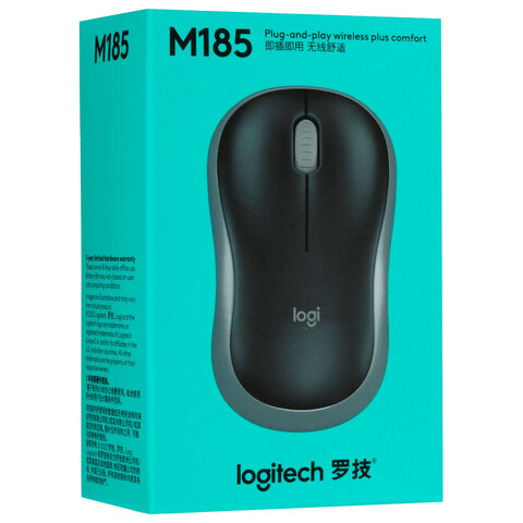 Мышь беспроводная LOGITECH M185, 2 кнопки + 1 колесо-кнопка, оптическая, черно-серая, 910-002238 - фото 5