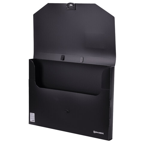 Папка-портфель пластиковая БОЛЬШОГО ФОРМАТА BRAUBERG "ПОРТФОЛИО", А3 (445х310х30 мм), черная, РОССИЯ, 226023 - фото 6