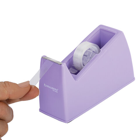 Диспенсер для клейкой ленты шириной до 26 мм, ЛАВАНДОВЫЙ (лента в подарок!), утяжеленный большой, BRAUBERG, 701460 - фото 9