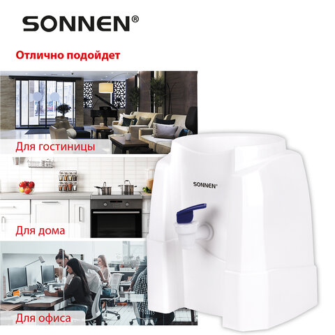 Кулер-водораздатчик БЕЗ НАГРЕВА И ОХЛАЖДЕНИЯ, SONNEN TS-01W, настольный, 1 кран, белый, 456175 - фото 13