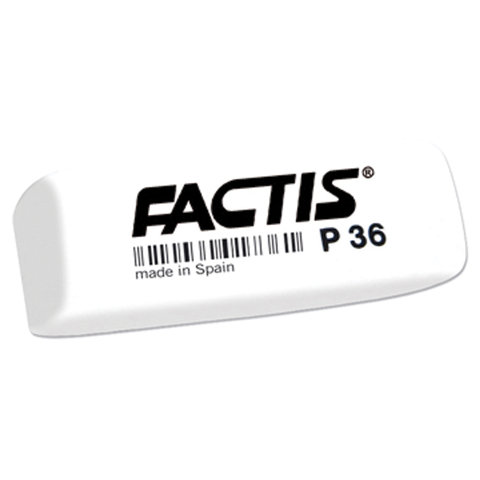Ластик FACTIS P 36 (Испания), 56х20х9 мм, белый, прямоугольный, скошенные края, CPFP36B - фото 1
