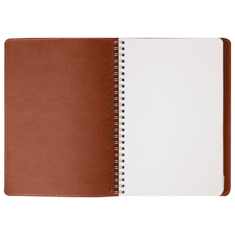 Бизнес-тетрадь на гребне А5 148x218 мм, BRAUBERG "Office PRO", под кожу, клетка, 80 л., коричневая, 111044 - фото 5