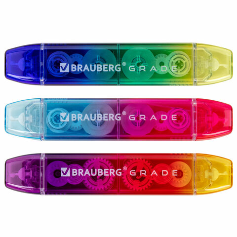 Корректирующая лента двусторонняя 5 мм x 10 м, BRAUBERG "Grade", ассорти, 271941 - фото 1