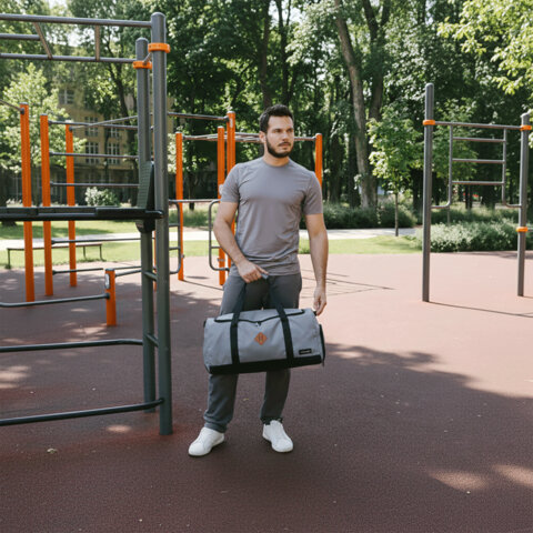Сумка спортивная HEIKKI MOVE RENOWNED (ХЕЙКИ), отделение для обуви, серая, 28x51x26 см, 273910 - фото 12