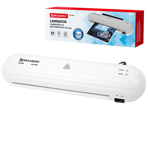 Ламинатор BRAUBERG ULTRA PM235W, БЕЛЫЙ, формат A4, толщина пленки 60-150 мкм, скорость 30 см/мин, 532184 - фото 1