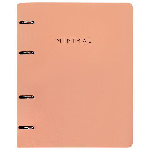 Тетрадь на кольцах А5, 175х215 мм, 120 л., под кожу, BRAUBERG VISTA, "Minimal", персиковый, 405214 - фото 3