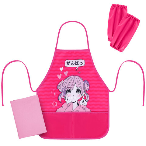 Набор для уроков труда BRAUBERG KIDS, клеенка ПВХ, накидка фартук с нарукавниками, "Anime style", 272362 - фото 1