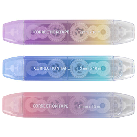 Корректирующая лента двусторонняя BRAUBERG "GRADE PASTEL", 5 мм x 10 м, корпус ассорти, блистер, 273025 - фото 3