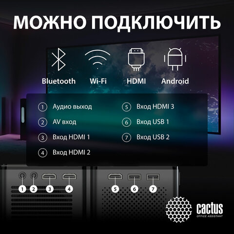 Проектор CACTUS CS-PRO.03B.WUXGA-A, LCD, 1920x1080, 16:9, 7500 лм, 2300:1, 1,73 кг - фото 3