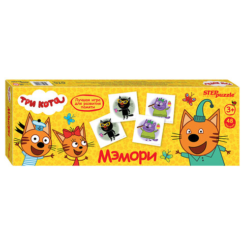 Игра настольная МЕМОРИ, лицензия "Три кота", 48 карточек, STEP PUZZLE - фото 1