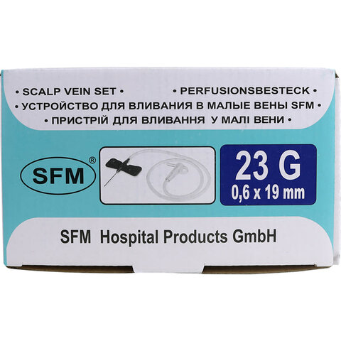 Иглы-бабочки для вливания в малые вены SFM 0,6 х 19 - 23G, КОМПЛЕКТ 100 штук, LUER - фото 7