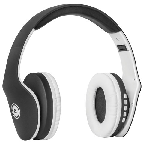 Наушники с микрофоном (гарнитура) DEFENDER FREEMOTION B525, Bluetooth, беспроводные, черные с белым, 63525 - фото 1