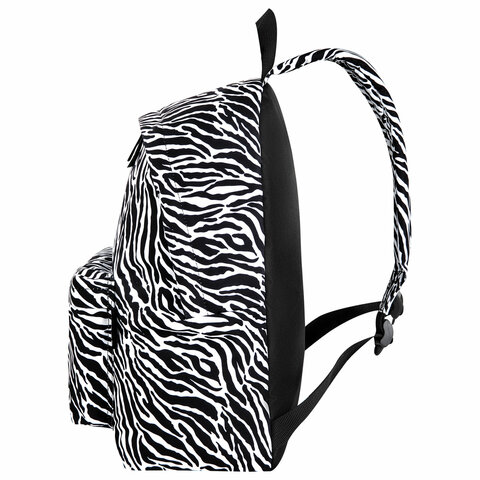 Рюкзак BRAUBERG СИТИ-ФОРМАТ универсальный, "Zebra", белый/черный, 41х32х14 см, 271680 - фото 3