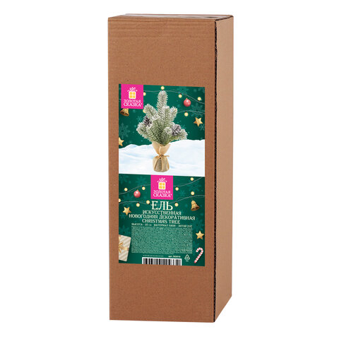 Ель новогодняя искусственная настольная 25 см, заснеженная, с шишками, литой ПЭТ, ЗОЛОТАЯ СКАЗКА, 592010 - фото 8