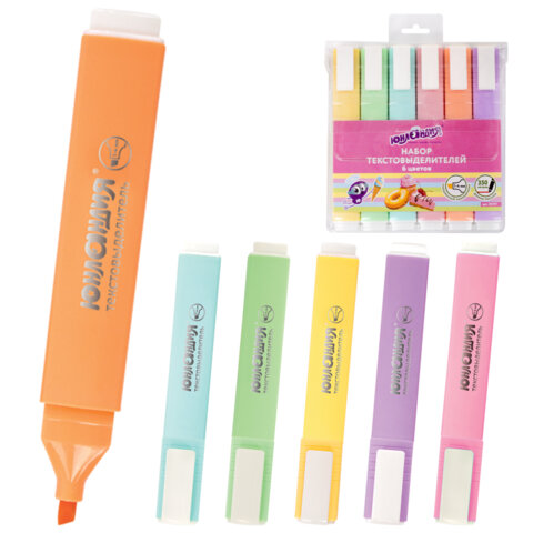 Набор текстовыделителей ЮНЛАНДИЯ 6 шт., АССОРТИ, "COLORSTAR PASTEL", линия 1-4 мм, 151717 - фото 1