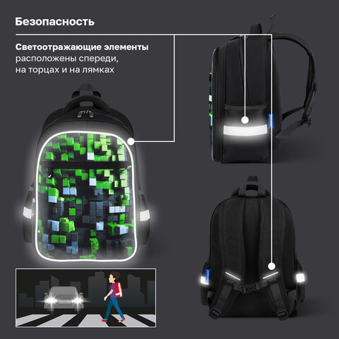 Рюкзак BRAUBERG FAVOUR, 2 отделения, 3 кармана, "Блоки", 40х29х15 см, 273124 - фото 16