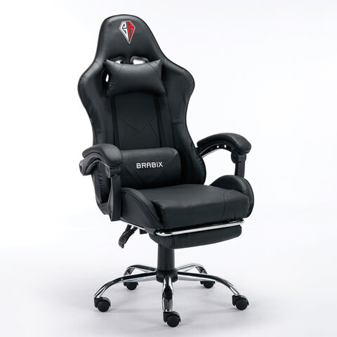Кресло компьютерное BRABIX "Dexter GM-135", подножка, две подушки, экокожа, черное, 532800 - фото 1