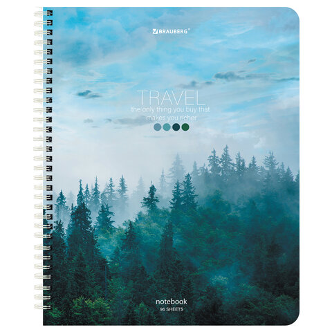 Тетрадь А5 96 л. BRAUBERG, гребень, клетка, обложка картон, "Travel" (микс в спайке), 404426 - фото 5