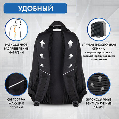 Рюкзак BRAUBERG CONCEPT универсальный, 2 отделения, светоотражающий принт, "Disaster", 45х30х18 см, 273848 - фото 15