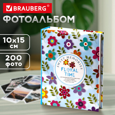 Фотоальбом BRAUBERG на 200 фото 10х15 см, твердая обложка, "Цветочки", разноцветный, 391119 - фото 8