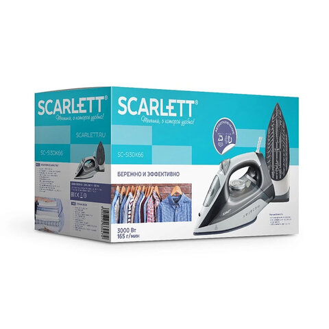 Утюг SCARLETT SC–SI30K66, 3000 Вт, керамическое покрытие, паровой удар, антинакипь, самоочистка, серый, SC-SI30K66 - фото 3