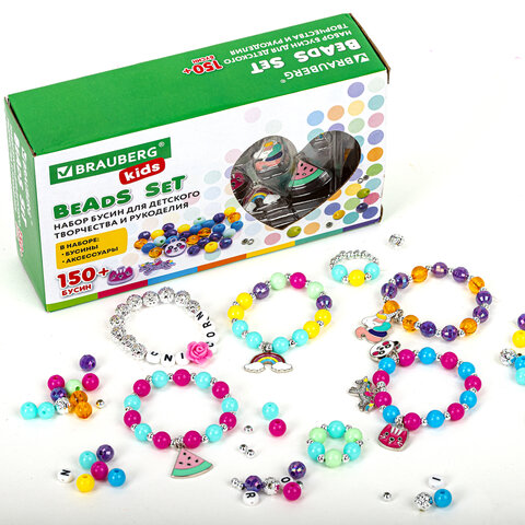 Набор для создания бижутерии и украшений BEADS SET ЕДИНОРОГИ, 164 элемента, BRAUBERG KIDS, 664699 - фото 6