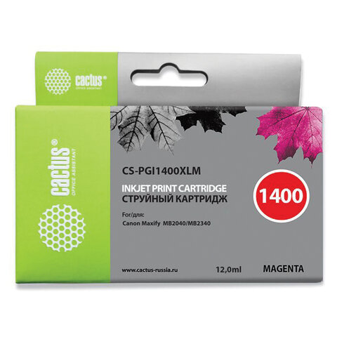 Картридж струйный CACTUS (CS-PGI1400XLM) для CANON МВ2040/МВ2340, пурпурный - фото 1