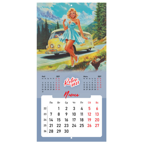 Календарь настенный перекидной 2027 г., BRAUBERG, 12 листов, 28,5х57 см, "Pin up", 118421 - фото 11