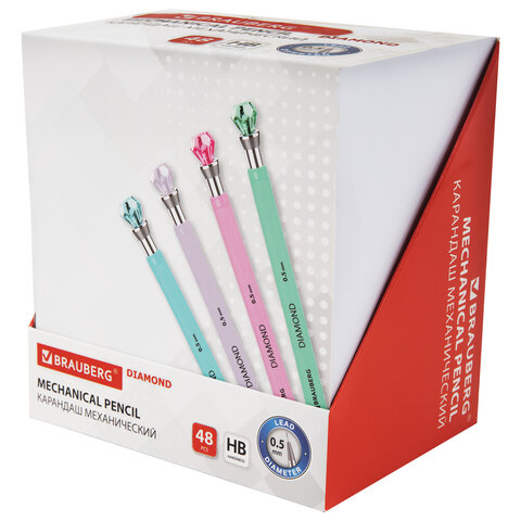Карандаш механический 0,5 мм, BRAUBERG "Diamond", корпус ассорти, хромированные детали, 181416 - фото 11
