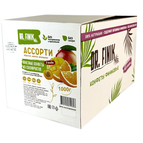 Конфеты финиковые DR.FINIK "Полезные", ассорти вкусов из апельсина, манго, абрикоса, 1000 г - фото 2
