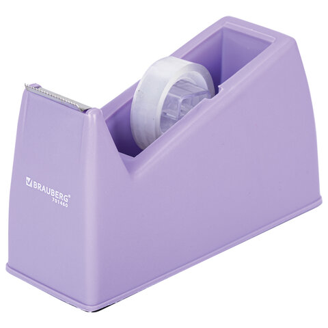 Диспенсер для клейкой ленты шириной до 26 мм, ЛАВАНДОВЫЙ (лента в подарок!), утяжеленный большой, BRAUBERG, 701460 - фото 1
