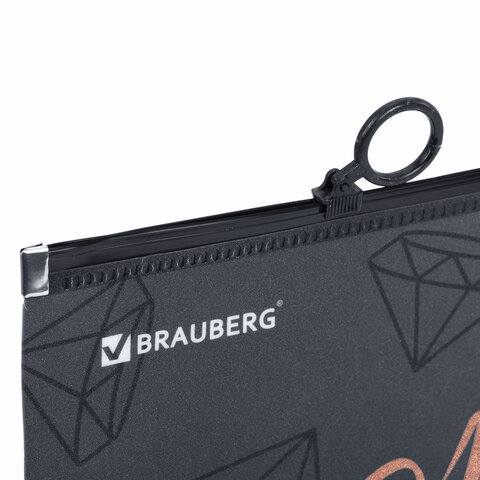 Папка для тетрадей BRAUBERG А4, 1 отделение, пластик, на zip-lock-молнии, "Diamonds", 272104 - фото 4