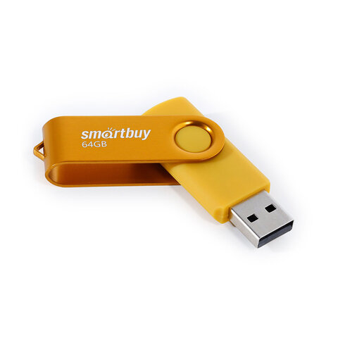Флеш-диск 64 GB SMARTBUY Twist USB 2.0, желтый, SB064GB2TWY - фото 4