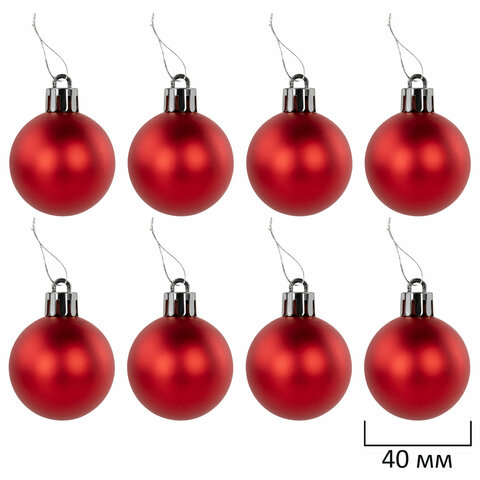 Шары ёлочные НАБОР 40 шт., 8 см/4 см, "Red&White", красные/белые, пластик, ЗОЛОТАЯ СКАЗКА, 592167 - фото 6