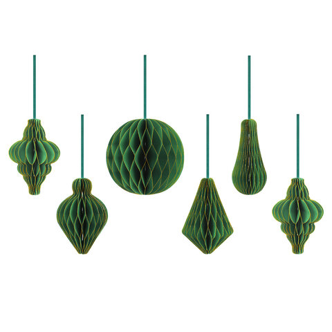 Елочные украшения из бумаги, НАБОР 6 шт., с глиттером, цвет изумрудный, ЗОЛОТАЯ СКАЗКА, 592541 - фото 2