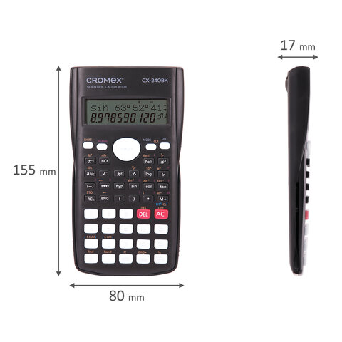 Калькулятор инженерный CROMEX (КРОМЕКС) СX-240BK (155х80 мм), 240 функций, 10+2 разрядов, черный, 273832 - фото 6