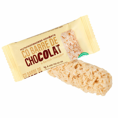 Конфеты мультизлаковые CO BARRE DE CHOCOLAT с белой глазурью, 135 г, УТ-00032332 - фото 1