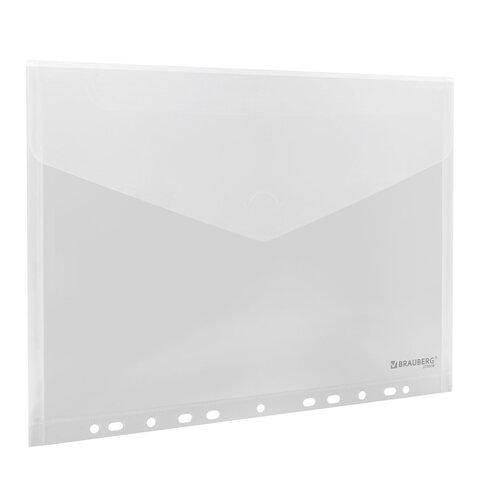 Папка-конверт с перфорацией А4, BRAUBERG "UNIVERSAL", КОМПЛЕКТ 10 шт., прозрачная, 0,15 мм, 273078 - фото 2