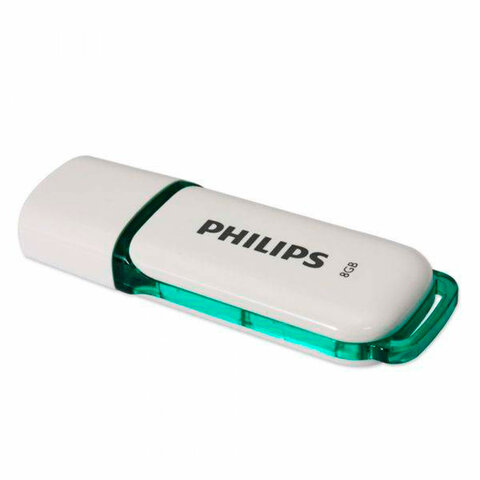 Флеш-диск 8 GB PHILIPS SNOW, разъем USB 2.0, зеленый, FM08FD70B/97 - фото 1