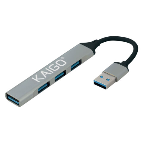 Хаб-разветвлитель KG-088, USB-A 3.2, высокоскоростной, 4 в 1, 1 х USB-A 3.2, 3 x USB-A 2.0, 60 мм, серый, KAIGO (КАЙГО), 355062 - фото 1