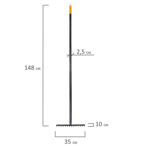 Грабли 14 зубьев цельнометаллические 35х10 см, ОБЩАЯ ДЛИНА 150 см, черенок сталь, RABBITEX (РАББИТЕКС) "LONG HANDLE", 700493 - фото 4