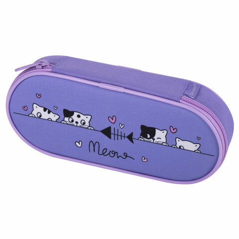 Пенал-футляр BRAUBERG, 1 отделение, органайзер, полиэстер, 22x9х5 см, "Meow", 272312 - фото 2