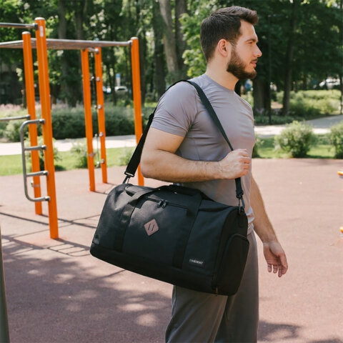 Сумка спортивная HEIKKI MOVE RENOWNED (ХЕЙКИ), отделение для обуви, черная, 28x51x26 см, 273909 - фото 13