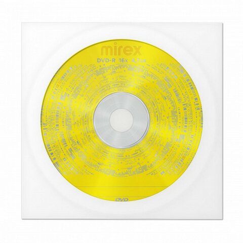 Диск DVD-R MIREX, 4,7 Гб, 16x, бумажный конверт, 1 штука, UL130003A1C - фото 1
