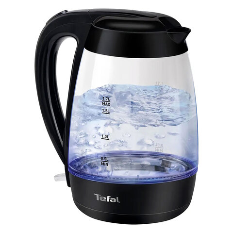 Чайник TEFAL KO450832, 1,7 л, 2400 Вт, закрытый нагревательный элемент, стекло, черный - фото 2