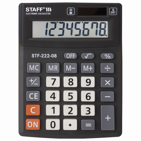 Калькулятор настольный STAFF PLUS STF-222, КОМПАКТНЫЙ (138x103 мм), 8 разрядов, двойное питание, 250418 - фото 2