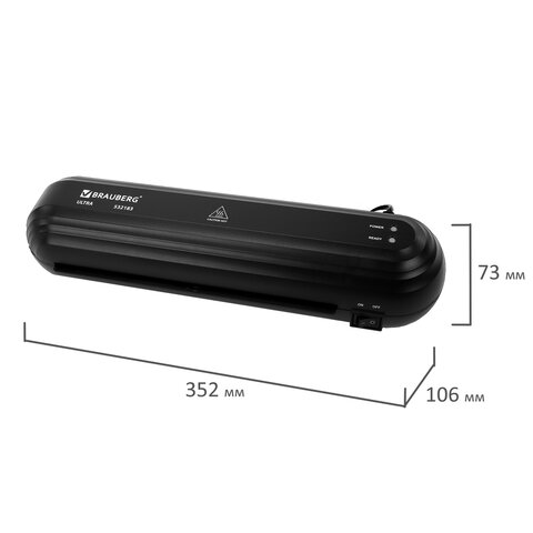 Ламинатор BRAUBERG ULTRA PM235B, ЧЕРНЫЙ, формат A4, толщина пленки 60-150 мкм, скорость 30 см/мин, 532183 - фото 9